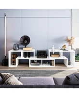 3 Pieces Tv Console Stand Modern Entertainment Center Storage Bookcase