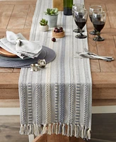 Design Imports Braided Stripe Jacquard Fringe Table Runner, 15" x 108"