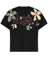 adidas Big Girls Cotton Logo Graphic Short-Sleeve Drop-Shoulder T-Shirt