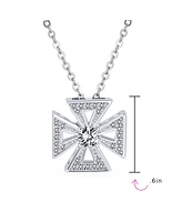 Bling Jewelry Pave Cz Masonic Knight Templar Cross Pendant Necklace Sterling Silver