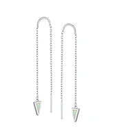 Bling Jewelry Delicate Arrow Triangle Opal Inlay Dangle Earrings Sterling Silver