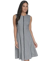 Calvin Klein Women's Jewel-Neck Zip-Front Sleeveless Dress