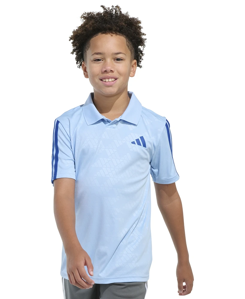 adidas Big Boys Printed Debossed Logo Short-Sleeve Polo Shirt