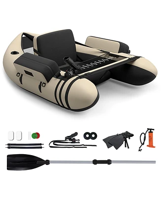 Inflatable Fishing Float Tube with Pump Storage Pockets and Fish Ruler