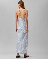 Calvin Klein Women's Printed Low-Back Draped Slip Dress