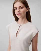 Calvin Klein Women's Linen Blend Cap-Sleeve Keyhole Top