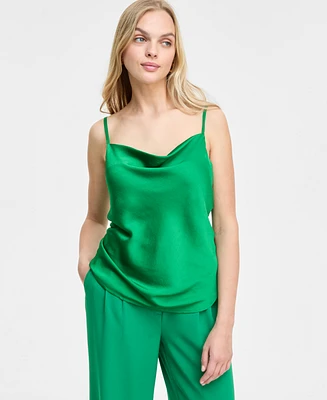 Bar Iii Women's Sleeveless Satin Cowlneck Top, Exclusively at Macy's