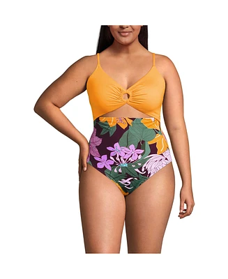 Lands' End Women's Plus O-Ring Monokini One Piece Swimsuit