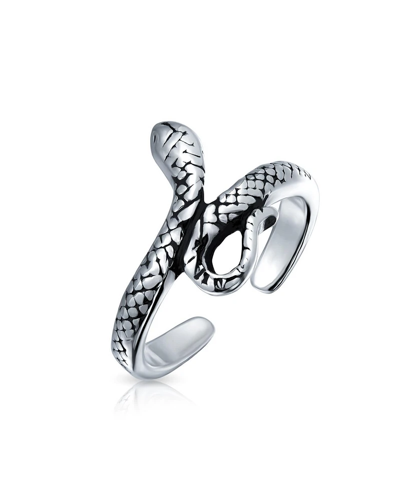 Bling Jewelry Garden Reptile Snake Bypass Midi Toe Ring in Oxidized Sterling Silver