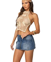 Edikted Womens Syd Backless Crochet Top