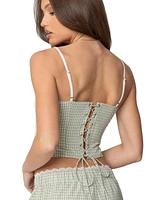 Edikted Womens Lenorah Layered Plaid Corset