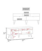 Fm Furniture Olds Tv Stand with 2 Doors and Open Storage, White and Natural Oak
