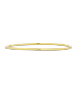 Bling Jewelry Simple Thin Stacking Bangle Bracelet, Smooth Yellow Gold Plated, 2MM Round