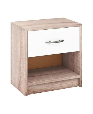 Bedside Table Nightstand with Drawer and Open Storage Shelf