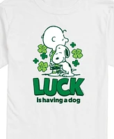 Airwaves Men's Peanuts Luck Is Having a Dog Short Sleeve T-Shirt