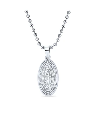 Bling Jewelry Our Lady Of Guadalupe Virgin Mary Pendant Necklace Stainless Steel Medallion