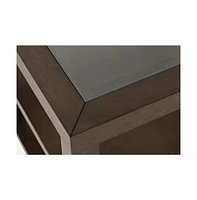 Urban Icon Contemporary Glass Inlay End Table with Storage, Merlot