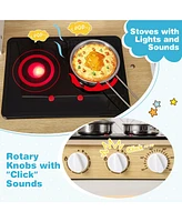 Kids Kitchen Playset with Lights, Sounds, Microwave, Stoves, Sink, Oven & Cooking Accessories