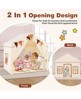 3-4 Kids Large Play Tent House with 2 Opening Doors and Star Lights