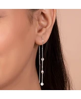 Bling Jewelry Classic Minimalist Dangle Chandelier Earrings with Cz in Sterling Silver Linear Design