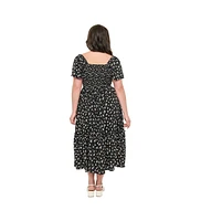 Plus Smocked Bodice Midi Dress