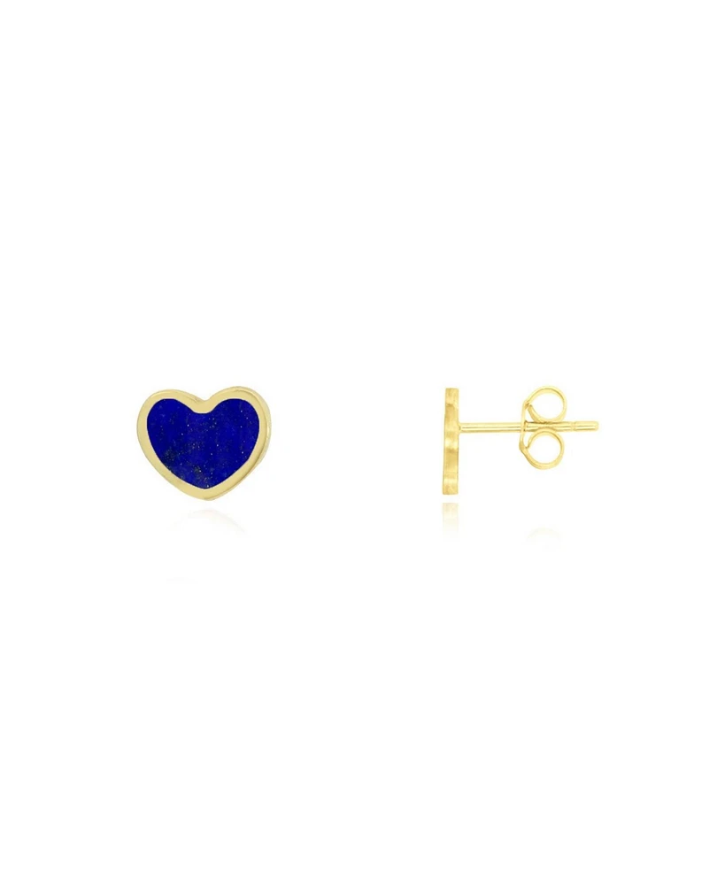 The Lovery Mini Lapis Heart Stud Earrings 14K Gold