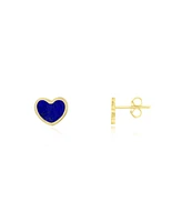 The Lovery Mini Lapis Heart Stud Earrings 14K Gold