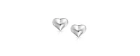 Bling Jewelry Small Heart Shaped Puffed Stud Earrings Sterling Silver 8MM