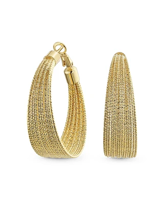 Bling Jewelry Multi Cable Hoop Huggie Earrings Gold Plated Brass 1.5 Inch Diameter