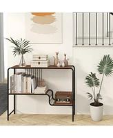 Console Table with Storage Shelf Modern Accent Table for Living Room Organization