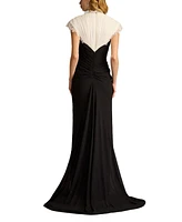 Tadashi Shoji Amelie Lace Trim Chiffon Gown