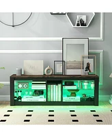 Modern Tv Stand with Led Lights and Adjustable Shelves Stylish Entertainment Center for Living Room