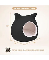 Details Cat Bed, Cave Beds for Cats, Sherpa Fleece Cat House/Tent with Removable Cushion for Pet Kittens