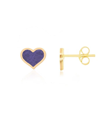 The Lovery Large Amethyst Heart Stud Earrings 14k Gold