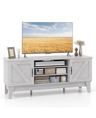 Farmhouse Tv Stand with 2 Barn Door Cabinets Rustic Entertainment Center for Living Room