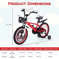 Kids Adjustable Bike with Storage Basket Double Brake Safe Stylish Bicycle for Ages 4-8 Years Old
