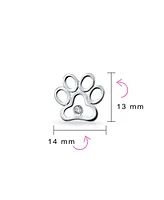 Bling Jewelry Bff Cz Stud Earrings for Pet Lovers with Cat Dog Paw Print in Sterling Silver