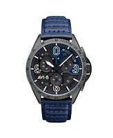 Avi-8 Men's P-51 Mustang Blakeslee Chronograph Blue Leather Strap Watch, 43mm