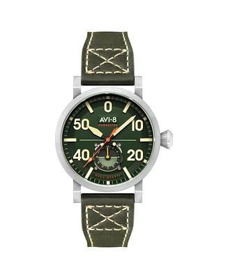 Avi-8 Men's Dambuster Chadwick Meca-Quartz Green Leather Strap Watch, 43mm