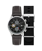 Avi-8 Men's Hawker Hurricane Classic Chronograph Gray Leather Strap Watch, 43.5mm