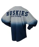 Spirit Jersey Men's and Women's Navy/Gray UConn Huskies Ombre Long Sleeve T-Shirt