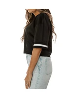 Gameday Couture Women's Black Chicago Bears Mesh Fashion Cropped Jersey Top