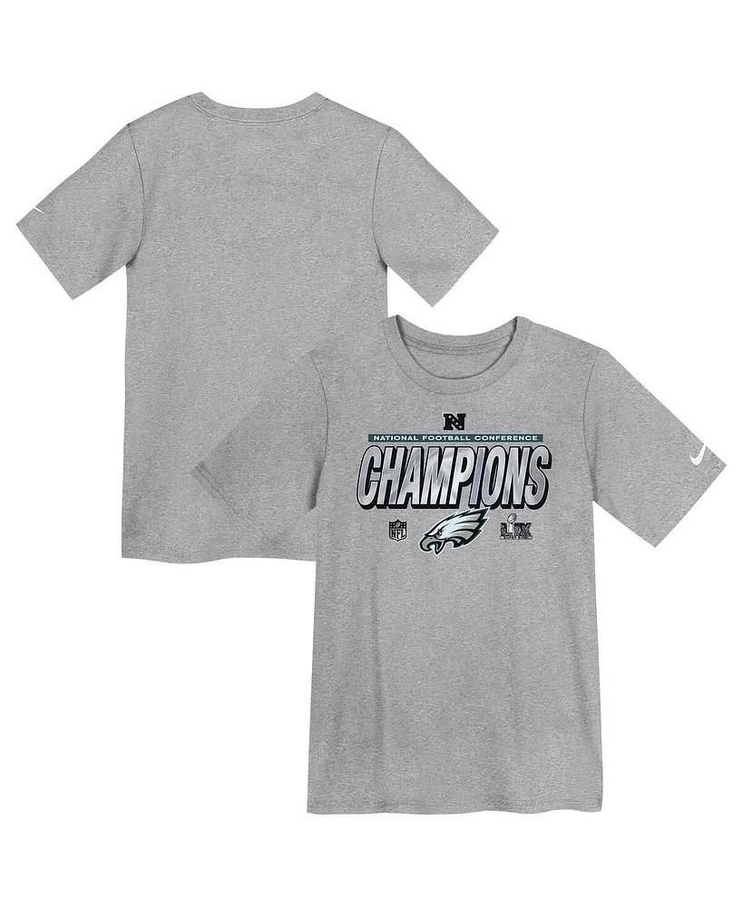 Nike Preschool Heather Gray Philadelphia Eagles 2024 Nfc Champions Locker Room Trophy Collection T-Shirt