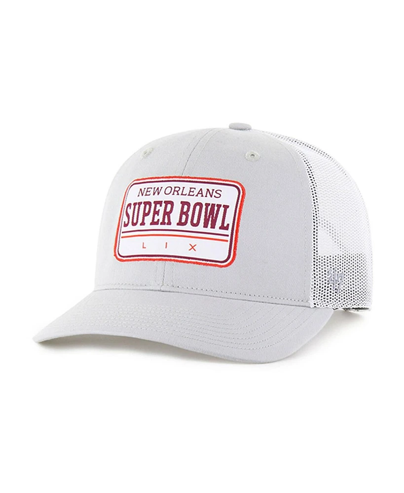 '47 Brand Men's Gray Super Bowl Lix Ellington Adjustable Trucker Hat