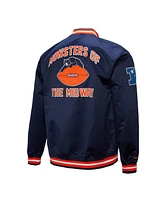 Mitchell & Ness Men's Navy Chicago Bears Double Down Satin Full-Snap Jacket