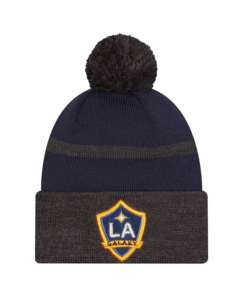 New Era Men's Navy La Galaxy 2025 Kickoff Cuffed with Pom Knit Hat