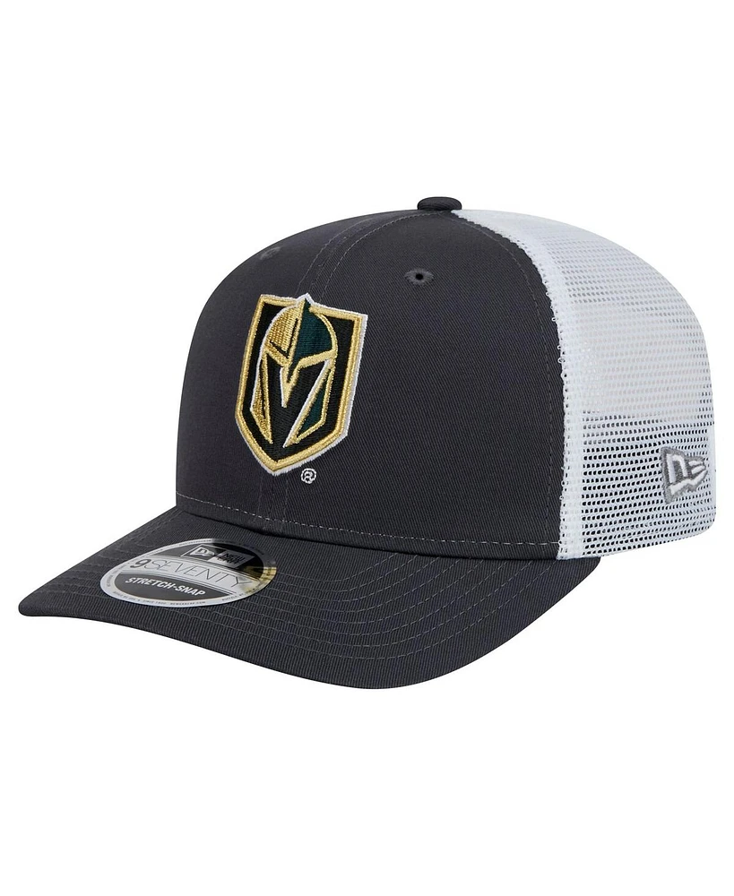 New Era Men's Charcoal/White Vegas Golden Knights Core Trucker 9SEVENTY Stretch-Snap Hat