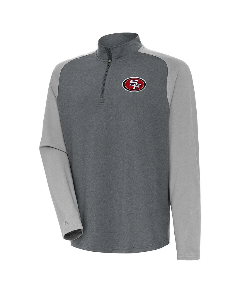 Antigua Men's Heather Charcoal/Gray San Francisco 49ers Dauntless Quarter-Zip Top