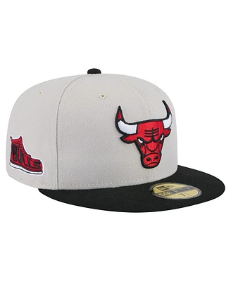 New Era Men's Chicago Bulls Stone Victory Grove Vintage Sidepatch Sneaker 59FIFTY Fitted Hat