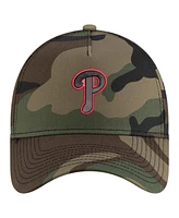 New Era Men's Camo Philadelphia Phillies Woodland Team Pop 9FORTY A-Frame Adjustable Hat